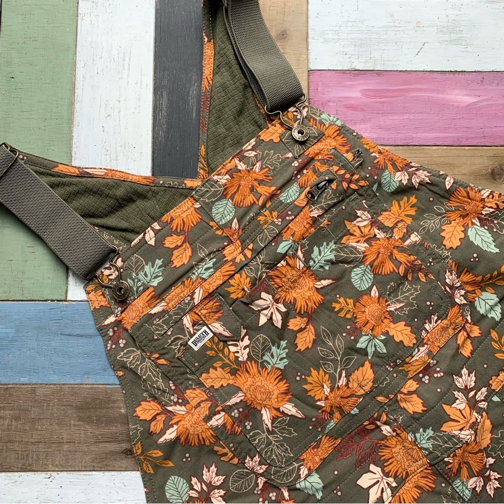 NWT Duluth 1X x31L Heirloom Gardening Lined Bib Overalls Loden Autumn Leaves - Picture 5 of 9